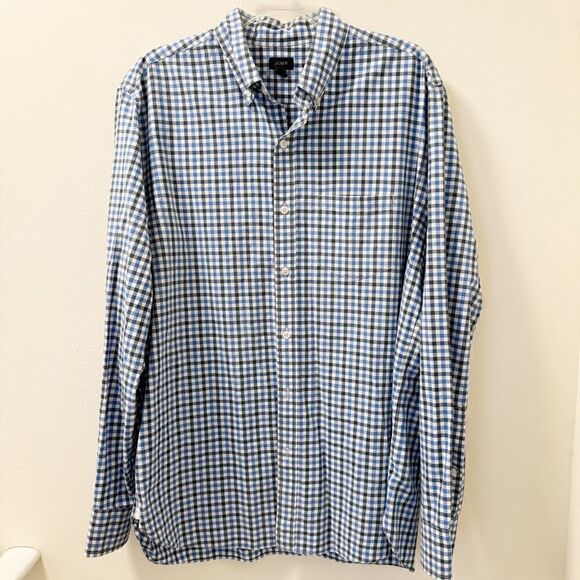 J. Crew Men's Casual Gingham Button Down Shirt - Size Large - Picture 1 of 5